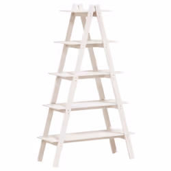 vidaXL 5-Tier Shelf A-shape Standing Shelf Bookcase Book Rack Solid Wood Pine - white