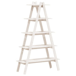 vidaXL 5-Tier Shelf A-shape Standing Shelf Bookcase Book Rack Solid Wood Pine - white
