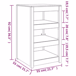 vidaXL Outdoor Kitchen Cabinet Garden Storage Cupboard Sideboard Patio Cabinet - white pine, 55x55x92 cm/3 shelves