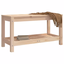 vidaXL Garden Bench Park Deck Wooden Bench Outdoor Bench Seat Solid Wood Pine - natural pine, 82.5 x 35 x 45 cm