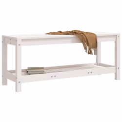 vidaXL Garden Bench Park Deck Wooden Bench Outdoor Bench Seat Solid Wood Pine - white pine, 108 x 35 x 45 cm - Additional view 2