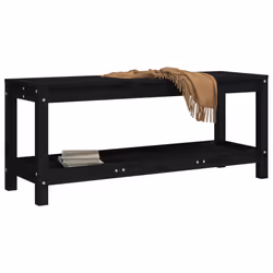 vidaXL Garden Bench Park Deck Wooden Bench Outdoor Bench Seat Solid Wood Pine - black pine, 108 x 35 x 45 cm - Additional view 2