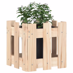 vidaXL Garden Raised Bed with Fence Design Outdoor Planter Solid Wood Pine - natural pine, 30 x 30 x 30 cm
