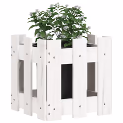 vidaXL Garden Raised Bed with Fence Design Outdoor Planter Solid Wood Pine - white pine, 30 x 30 x 30 cm