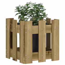 vidaXL Garden Raised Bed with Fence Design Outdoor Planter Solid Wood Pine - natural impregnated, 30 x 30 x 30 cm - Additional view 2