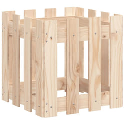 vidaXL Garden Raised Bed with Fence Design Outdoor Planter Solid Wood Pine - natural pine, 40 x 40 x 40 cm