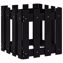 vidaXL Garden Raised Bed with Fence Design Outdoor Planter Solid Wood Pine - black pine, 40 x 40 x 40 cm