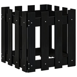 vidaXL Garden Raised Bed with Fence Design Outdoor Planter Solid Wood Pine - black pine, 40 x 40 x 40 cm