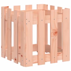 vidaXL Garden Raised Bed with Fence Design Outdoor Planter Solid Wood Pine - natural douglas, 40 x 40 x 40 cm