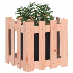 vidaXL Garden Raised Bed with Fence Design Outdoor Planter Solid Wood Pine - natural douglas, 40 x 40 x 40 cm