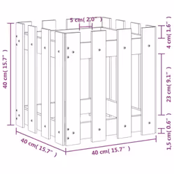 vidaXL Garden Raised Bed with Fence Design Outdoor Planter Solid Wood Pine - natural douglas, 40 x 40 x 40 cm