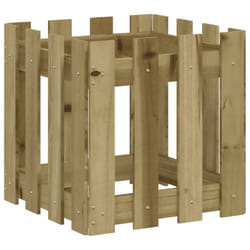 vidaXL Garden Raised Bed with Fence Design Outdoor Planter Solid Wood Pine - natural impregnated, 40 x 40 x 40 cm