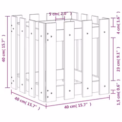 vidaXL Garden Raised Bed with Fence Design Outdoor Planter Solid Wood Pine - natural impregnated, 40 x 40 x 40 cm