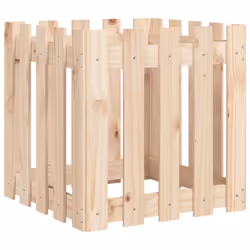 vidaXL Garden Raised Bed with Fence Design Outdoor Planter Solid Wood Pine - natural pine, 50 x 50 x 50 cm