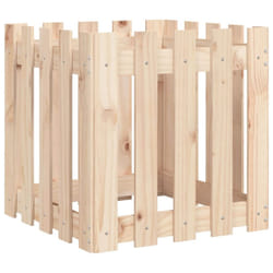 vidaXL Garden Raised Bed with Fence Design Outdoor Planter Solid Wood Pine - natural pine, 50 x 50 x 50 cm