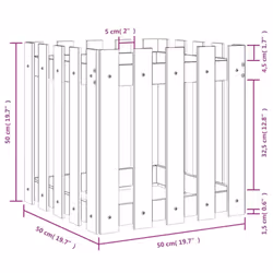 vidaXL Garden Raised Bed with Fence Design Outdoor Planter Solid Wood Pine - natural pine, 50 x 50 x 50 cm