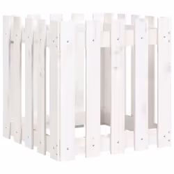 vidaXL Garden Raised Bed with Fence Design Outdoor Planter Solid Wood Pine - white pine, 50 x 50 x 50 cm