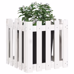 vidaXL Garden Raised Bed with Fence Design Outdoor Planter Solid Wood Pine - white pine, 50 x 50 x 50 cm