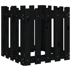 vidaXL Garden Raised Bed with Fence Design Outdoor Planter Solid Wood Pine - black pine, 50 x 50 x 50 cm