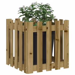 vidaXL Garden Raised Bed with Fence Design Outdoor Planter Solid Wood Pine - natural impregnated, 50 x 50 x 50 cm - Additional view 2