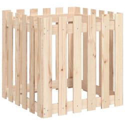 vidaXL Garden Raised Bed with Fence Design Outdoor Planter Solid Wood Pine - natural pine, 60 x 60 x 60 cm