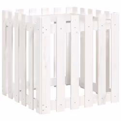 vidaXL Garden Raised Bed with Fence Design Outdoor Planter Solid Wood Pine - white pine, 60 x 60 x 60 cm