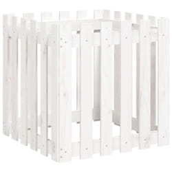 vidaXL Garden Raised Bed with Fence Design Outdoor Planter Solid Wood Pine - white pine, 60 x 60 x 60 cm