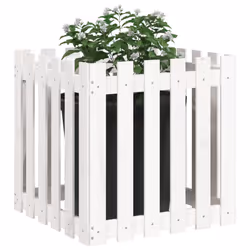 vidaXL Garden Raised Bed with Fence Design Outdoor Planter Solid Wood Pine - white pine, 60 x 60 x 60 cm