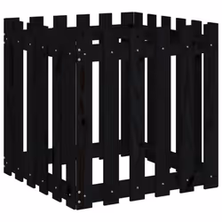 vidaXL Garden Raised Bed with Fence Design Outdoor Planter Solid Wood Pine - black pine, 60 x 60 x 60 cm