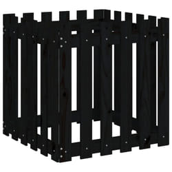 vidaXL Garden Raised Bed with Fence Design Outdoor Planter Solid Wood Pine - black pine, 60 x 60 x 60 cm