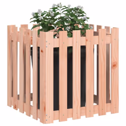 vidaXL Garden Raised Bed with Fence Design Outdoor Planter Solid Wood Pine - natural douglas, 60 x 60 x 60 cm - Additional view 2
