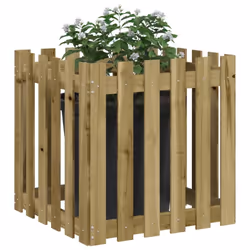 vidaXL Garden Raised Bed with Fence Design Outdoor Planter Solid Wood Pine - natural impregnated, 60 x 60 x 60 cm - Additional view 2