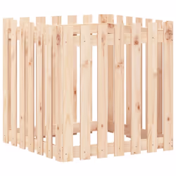 vidaXL Garden Raised Bed with Fence Design Outdoor Planter Solid Wood Pine - natural pine, 70 x 70 x 70 cm