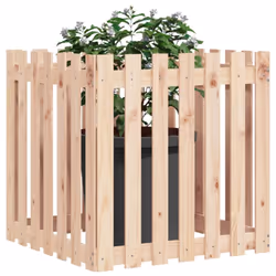 vidaXL Garden Raised Bed with Fence Design Outdoor Planter Solid Wood Pine - natural pine, 70 x 70 x 70 cm