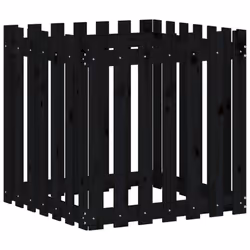 vidaXL Garden Raised Bed with Fence Design Outdoor Planter Solid Wood Pine - black pine, 70 x 70 x 70 cm