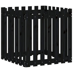 vidaXL Garden Raised Bed with Fence Design Outdoor Planter Solid Wood Pine - black pine, 70 x 70 x 70 cm