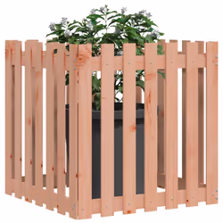 vidaXL Garden Raised Bed with Fence Design Outdoor Planter Solid Wood Pine - natural douglas, 70 x 70 x 70 cm