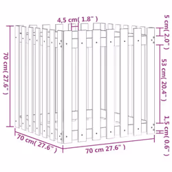 vidaXL Garden Raised Bed with Fence Design Outdoor Planter Solid Wood Pine - natural impregnated, 70 x 70 x 70 cm - Additional view 3