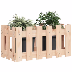 vidaXL Garden Raised Bed with Fence Design Outdoor Planter Solid Wood Pine - natural pine, 60 x 30 x 30 cm