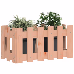 vidaXL Garden Raised Bed with Fence Design Outdoor Planter Solid Wood Pine - natural douglas, 60 x 30 x 30 cm - Additional view 2
