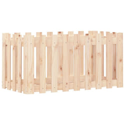vidaXL Garden Raised Bed with Fence Design Outdoor Planter Solid Wood Pine - natural pine, 100 x 50 x 50 cm