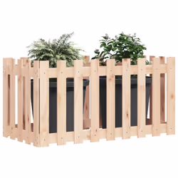 vidaXL Garden Raised Bed with Fence Design Outdoor Planter Solid Wood Pine - natural pine, 100 x 50 x 50 cm