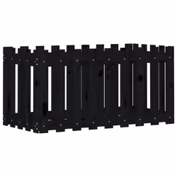 vidaXL Garden Raised Bed with Fence Design Outdoor Planter Solid Wood Pine - black pine, 100 x 50 x 50 cm