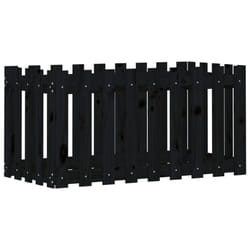vidaXL Garden Raised Bed with Fence Design Outdoor Planter Solid Wood Pine - black pine, 100 x 50 x 50 cm