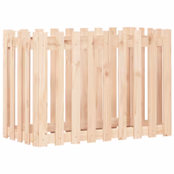 vidaXL Garden Raised Bed with Fence Design Outdoor Planter Solid Wood Pine - natural pine, 100 x 50 x 70 cm