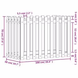 vidaXL Garden Raised Bed with Fence Design Outdoor Planter Solid Wood Pine - natural pine, 100 x 50 x 70 cm
