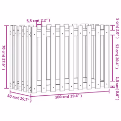 vidaXL Garden Raised Bed with Fence Design Outdoor Planter Solid Wood Pine - white pine, 100 x 50 x 70 cm - Additional view 8