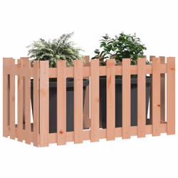 vidaXL Garden Raised Bed with Fence Design Outdoor Planter Solid Wood Pine - natural douglas, 100 x 50 x 70 cm - Additional view 2