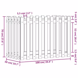 vidaXL Garden Raised Bed with Fence Design Outdoor Planter Solid Wood Pine - natural douglas, 100 x 50 x 70 cm - Additional view 3