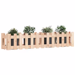 vidaXL Garden Raised Bed with Fence Design Outdoor Planter Solid Wood Pine - natural pine, 150 x 30 x 30 cm